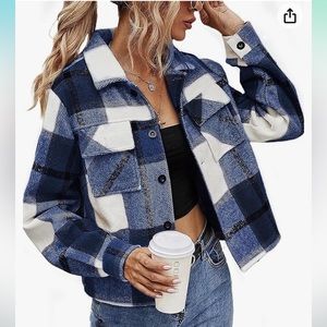 Cropped flannel shacket